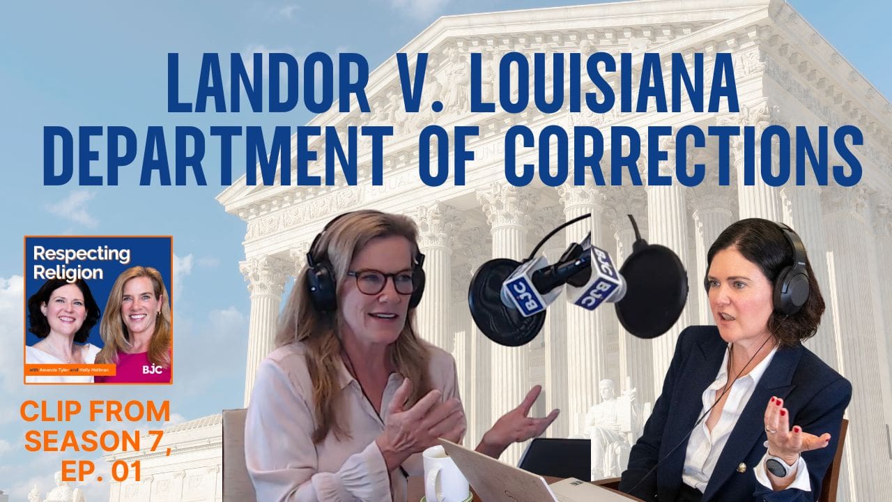 Two individuals appear to be in a radio show or podcast with microphones, set against a background featuring the Supreme Court and the text "CHANDOR V. LOUISIANA DEPARTMENT OF CORRECTIONS."