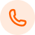 An orange phone icon is displayed on a beige circular background.