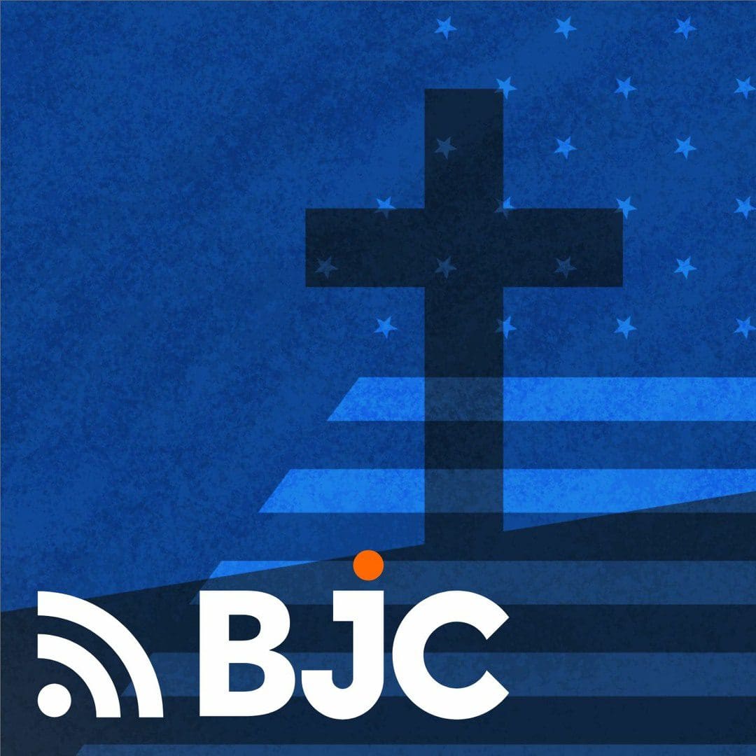 A silhouette of a cross is set against a blue background with the text "BJC" and a stylized Wi-Fi symbol.